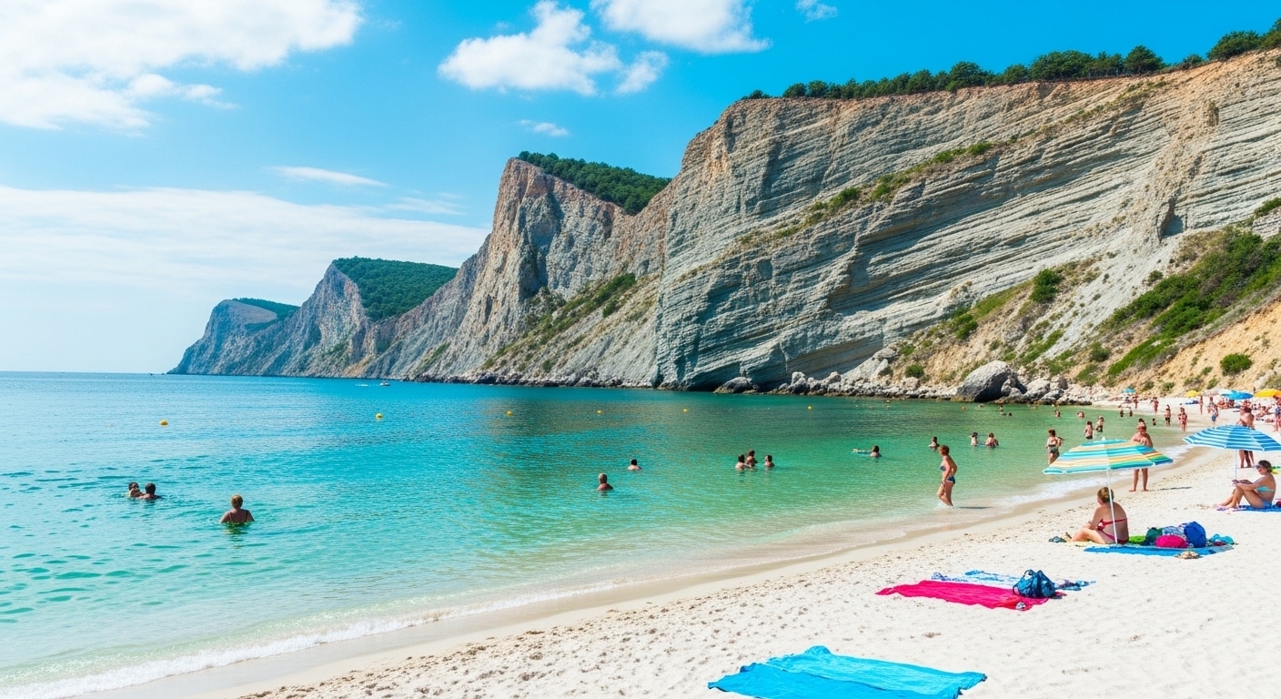 Семья с детьми на пляже