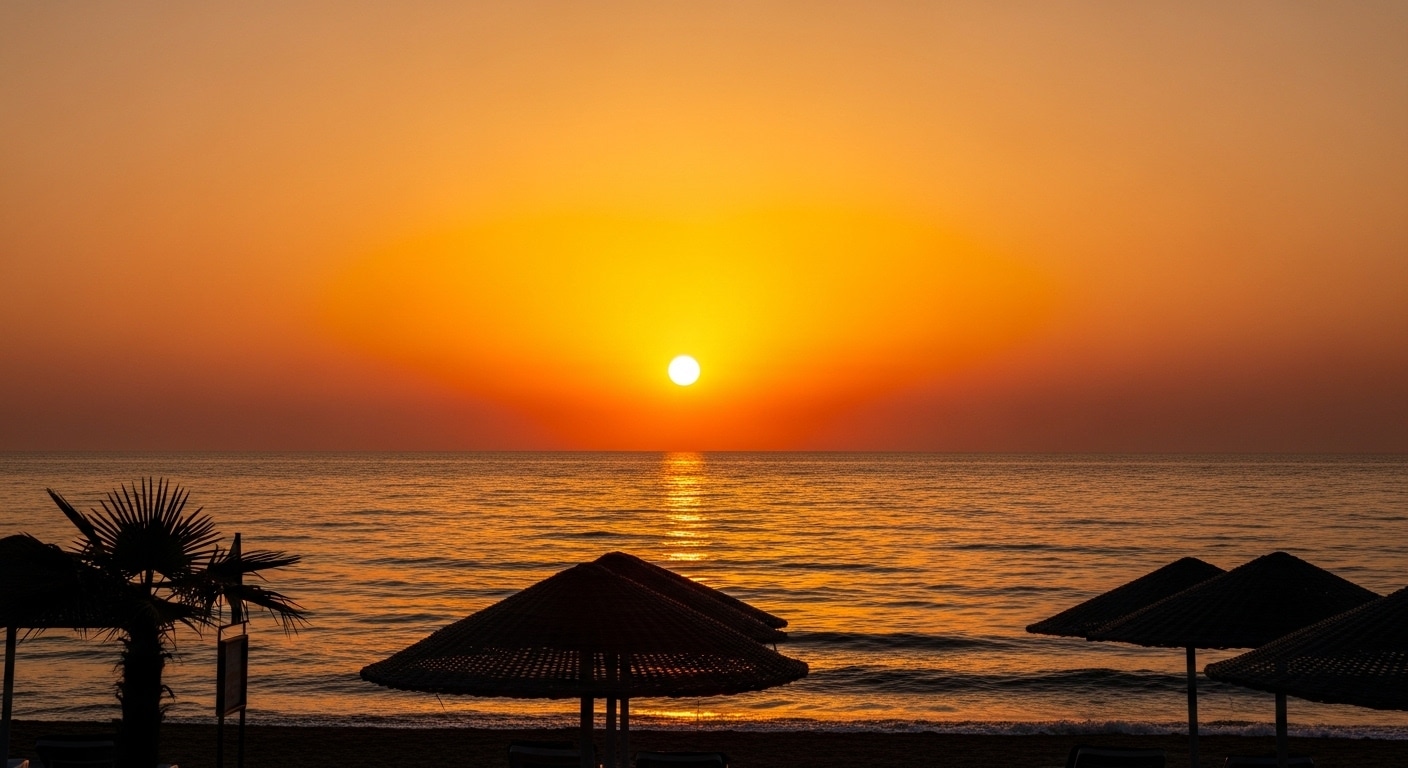 Закат на пляже